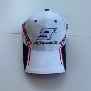 Kasey Kahne white NASCAR hat with black and red stripes